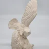 Duża Figura Płomykówka Sowa Beżowy Odlew Skrzydła Drewno 29 cm