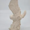 Duża Figura Płomykówka Sowa Beżowy Odlew Skrzydła Drewno 29 cm