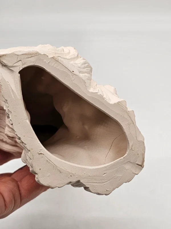Duża Figura Płomykówka Sowa Beżowy Odlew Skrzydła Drewno 29 cm