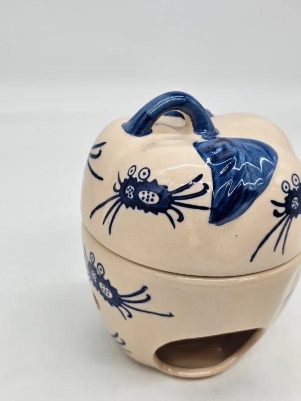 Ceramiczny podgrzewacz / aromapiecek z pokrywką, ręczne kobaltowe zdobienie