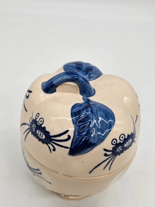 Ceramiczny podgrzewacz / aromapiecek z pokrywką, ręczne kobaltowe zdobienie