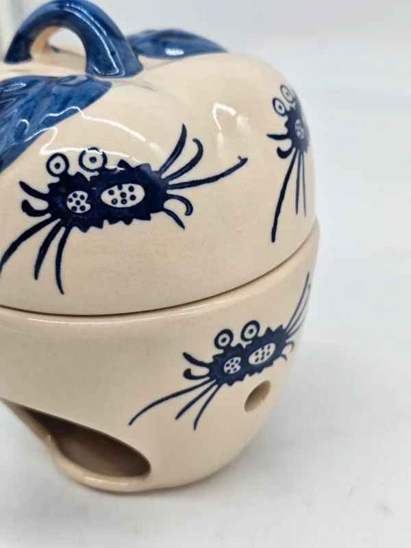 Ceramiczny podgrzewacz / aromapiecek z pokrywką, ręczne kobaltowe zdobienie