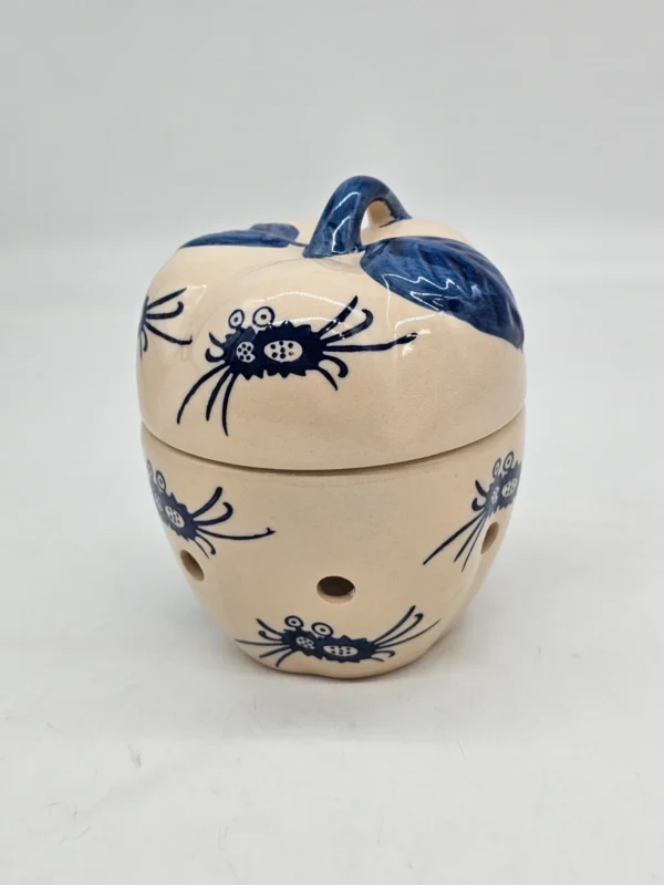 Ceramiczny podgrzewacz / aromapiecek z pokrywką, ręczne kobaltowe zdobienie