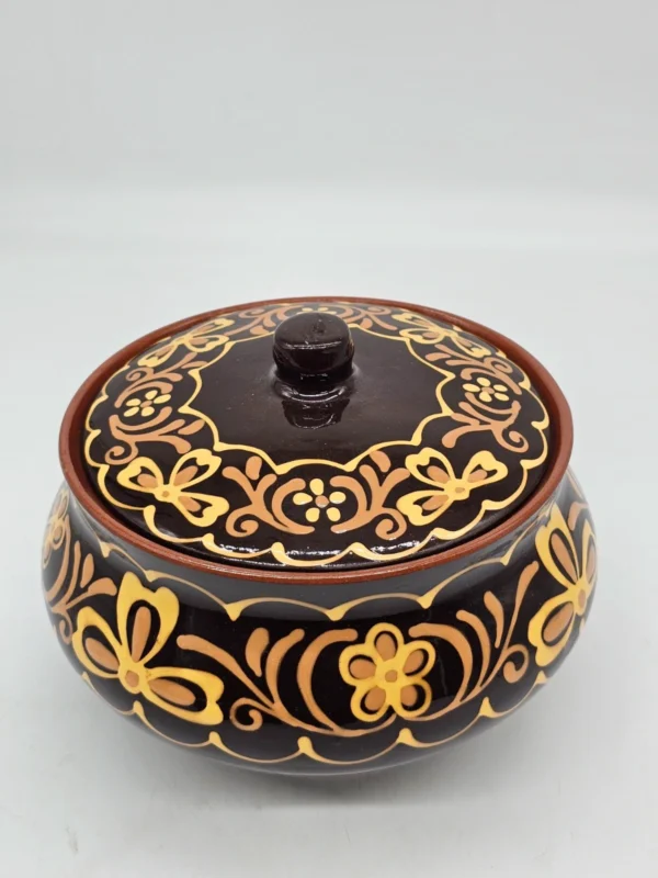 Rosyjska misa ceramiczna z pokrywą Alma-Ata 22×19 cm, ręczne zdobienia