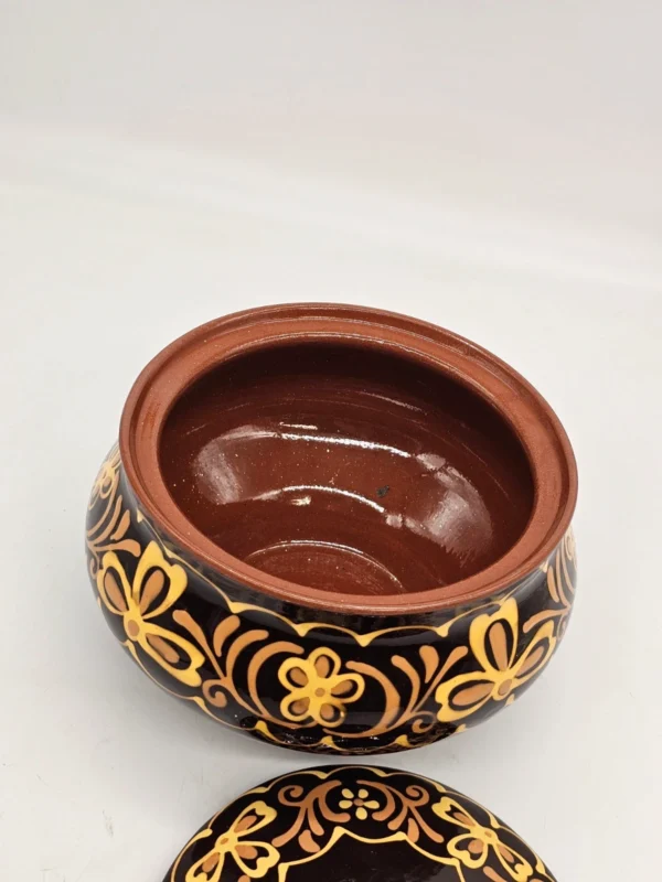 Rosyjska misa ceramiczna z pokrywą Alma-Ata 22×19 cm, ręczne zdobienia