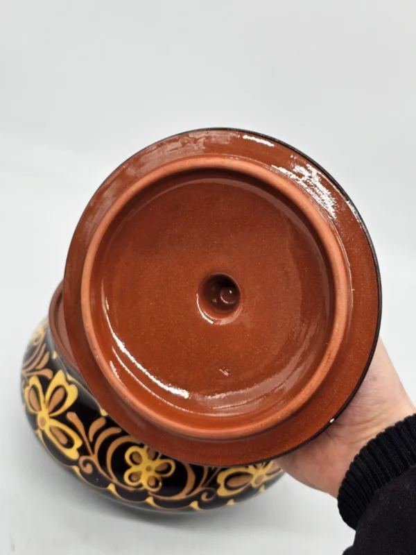 Rosyjska misa ceramiczna z pokrywą Alma-Ata 22×19 cm, ręczne zdobienia