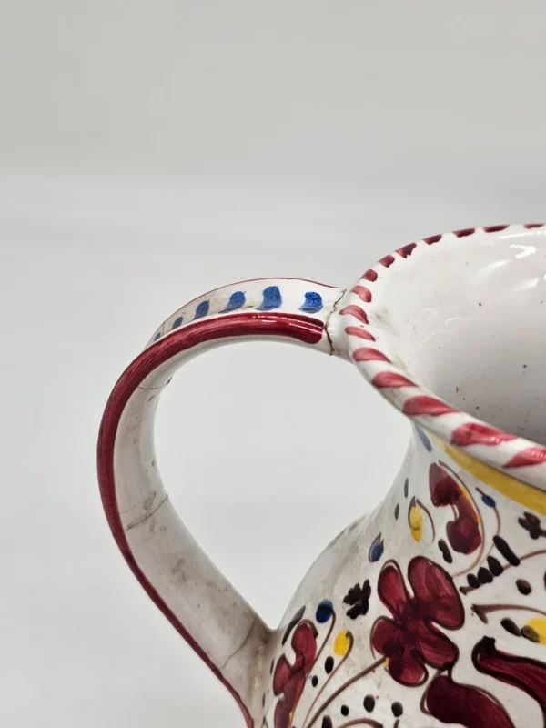 Dzban ceramiczny z kogutem, ręczne malowanie, 20 cm – klejona rączka