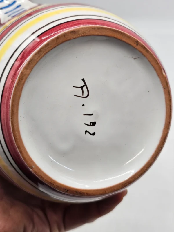 Dzban ceramiczny z kogutem, ręczne malowanie, 20 cm – klejona rączka