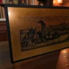 Miedziany obraz panoramiczny stare miasto metalowa dekoracja ścienna 38x71 cm