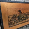 Miedziany obraz panoramiczny stare miasto metalowa dekoracja ścienna 38x71 cm