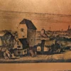 Miedziany obraz panoramiczny stare miasto metalowa dekoracja ścienna 38x71 cm
