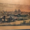 Miedziany obraz panoramiczny stare miasto metalowa dekoracja ścienna 38x71 cm