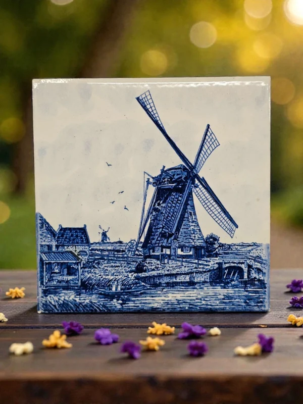 Ceramiczna płytka dekoracyjna wiatrak Delft Made in Holland 15x15 cm