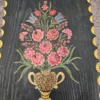 Ręcznie malowana deska dekoracyjna folk bukiet kwiatów na czarnym tle drewno 21x32 cm
