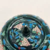 Ręcznie zdobiona ceramiczna cukiernica artystyczna grona winogron sygnowana