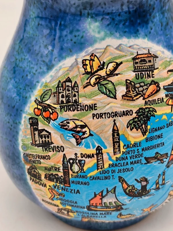 Ceramiczny wazon Golfo di Venezia – włoska pamiątka vintage, ręcznie zdobiony, 19 cm