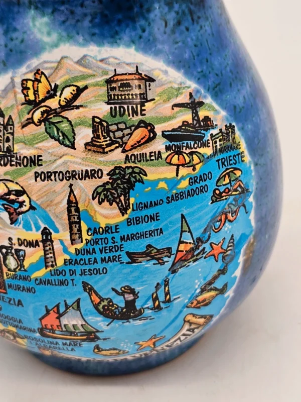 Ceramiczny wazon Golfo di Venezia – włoska pamiątka vintage, ręcznie zdobiony, 19 cm