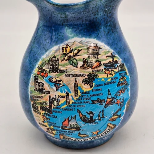 Ceramiczny wazon Golfo di Venezia – włoska pamiątka vintage, ręcznie zdobiony, 19 cm