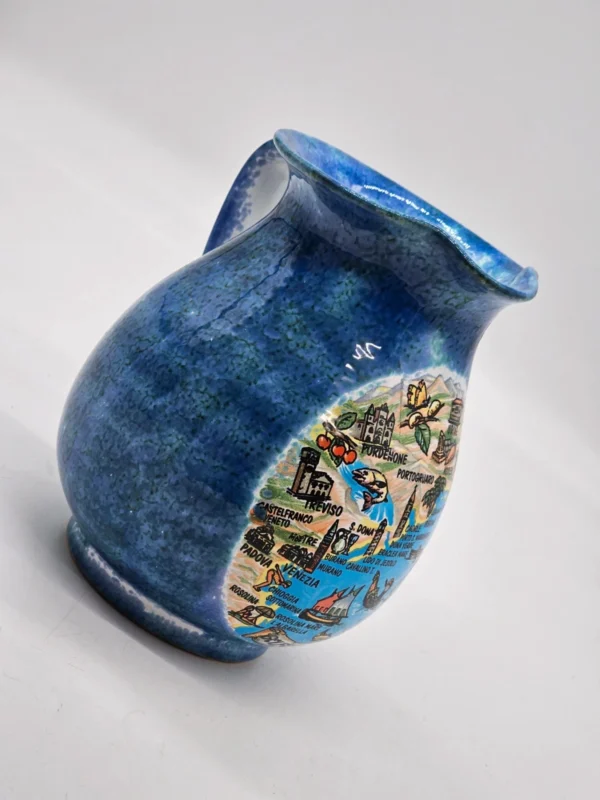 Ceramiczny wazon Golfo di Venezia – włoska pamiątka vintage, ręcznie zdobiony, 19 cm