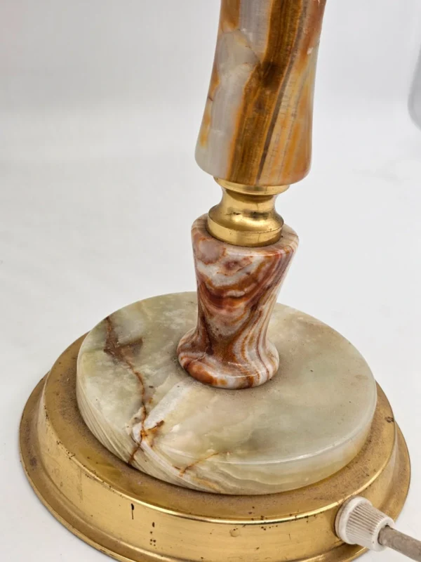 Klasyczna lampa stołowa z marmuru i mosiądzu 3-ramienna vintage