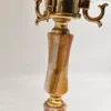 Klasyczna lampa stołowa z marmuru i mosiądzu 3-ramienna vintage