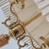 Klasyczna lampa stołowa z marmuru i mosiądzu 3-ramienna vintage
