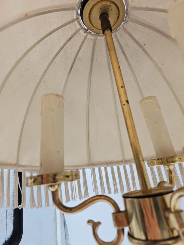 Klasyczna lampa stołowa z marmuru i mosiądzu 3-ramienna vintage