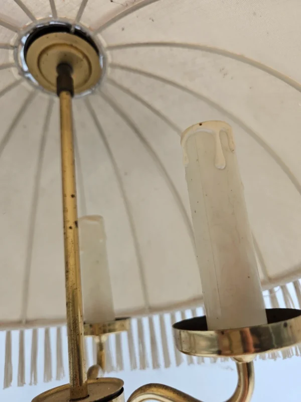 Klasyczna lampa stołowa z marmuru i mosiądzu 3-ramienna vintage