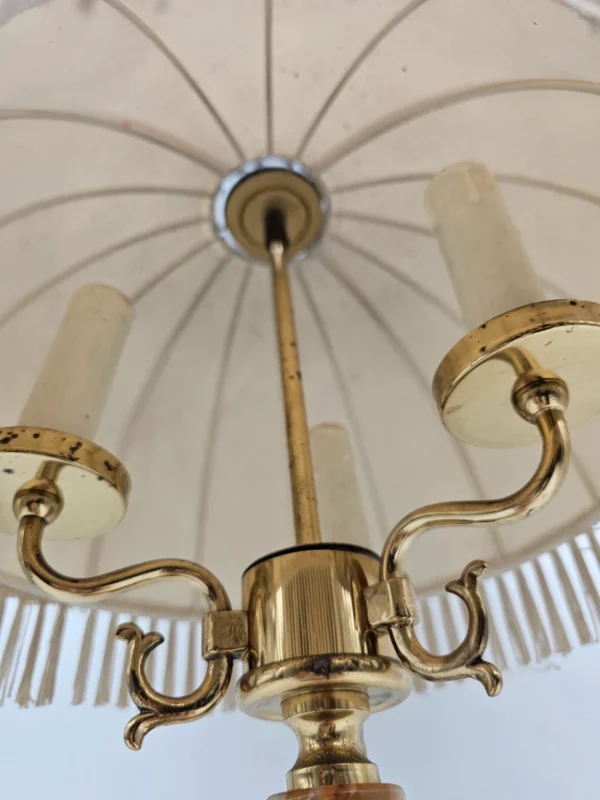 Klasyczna lampa stołowa z marmuru i mosiądzu 3-ramienna vintage