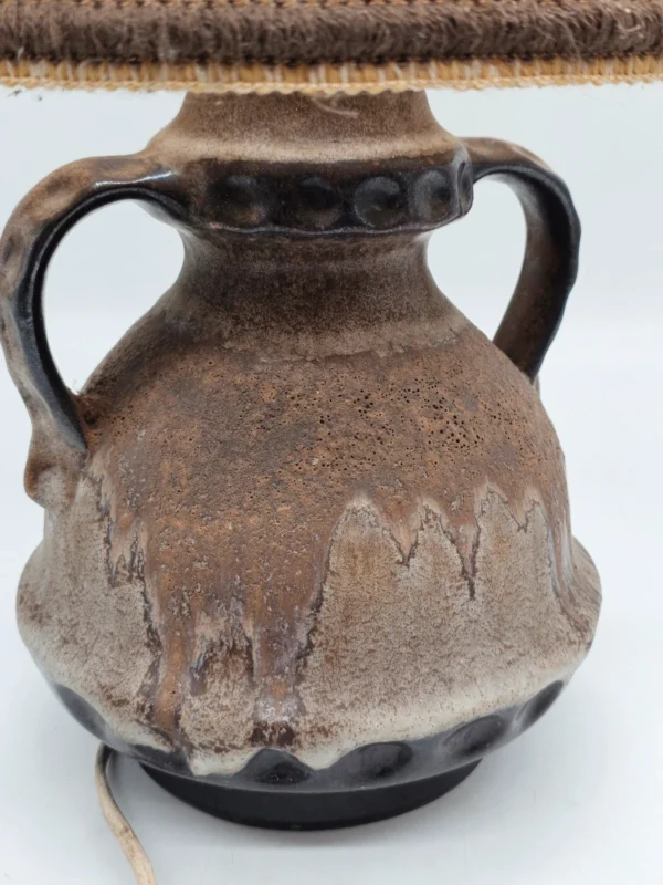 Lampa stołowa ceramiczna vintage z dużym kloszem