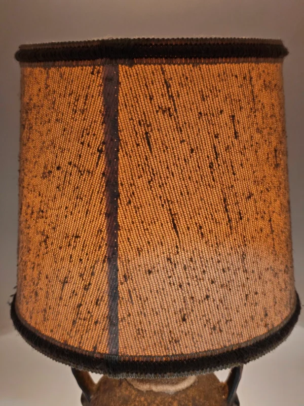 Lampa stołowa ceramiczna vintage z dużym kloszem