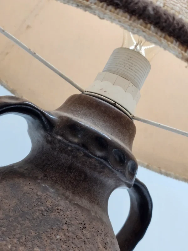 Lampa stołowa ceramiczna vintage z dużym kloszem