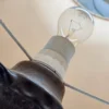 Lampa stołowa ceramiczna vintage z dużym kloszem
