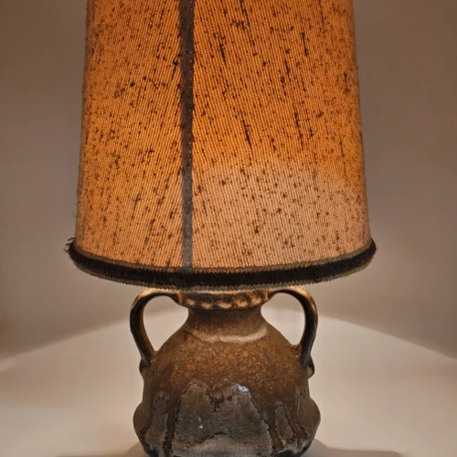 Lampa stołowa ceramiczna vintage z dużym kloszem