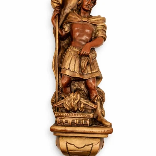 Święty Florian figura ścienna wosk patynowany 45 cm