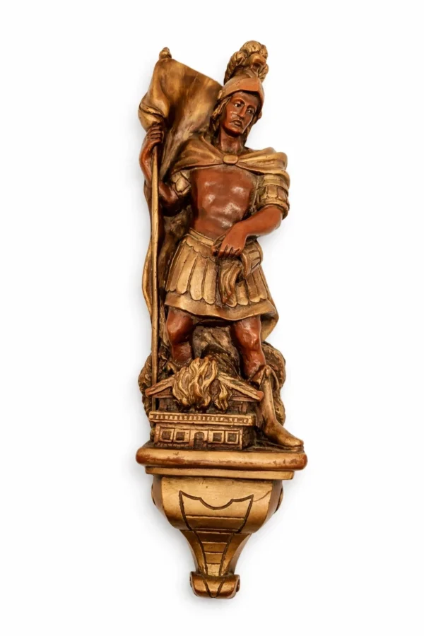 Święty Florian figura ścienna wosk patynowany 45 cm