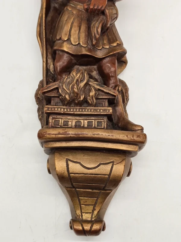 Święty Florian figura ścienna wosk patynowany 45 cm