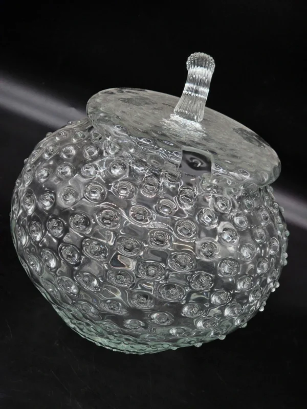 Duża bomboniera szklana z pokrywą szkło tłoczone vintage ok. 5 L
