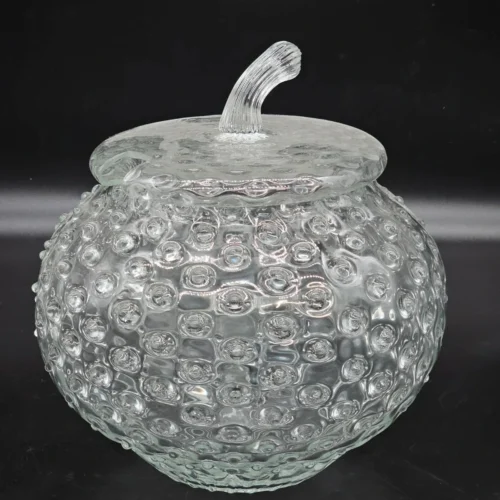 Duża bomboniera szklana z pokrywą szkło tłoczone vintage ok. 5 L