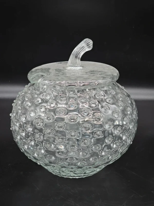 Duża bomboniera szklana z pokrywą szkło tłoczone vintage ok. 5 L