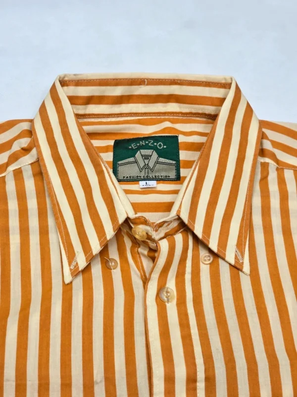Koszula męska vintage ENZO w pasy – 100% bawełna, rozm. L