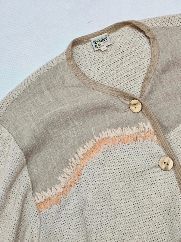 Kardigan ręcznie tkany Distler, len i bawełna, made in Italy, L