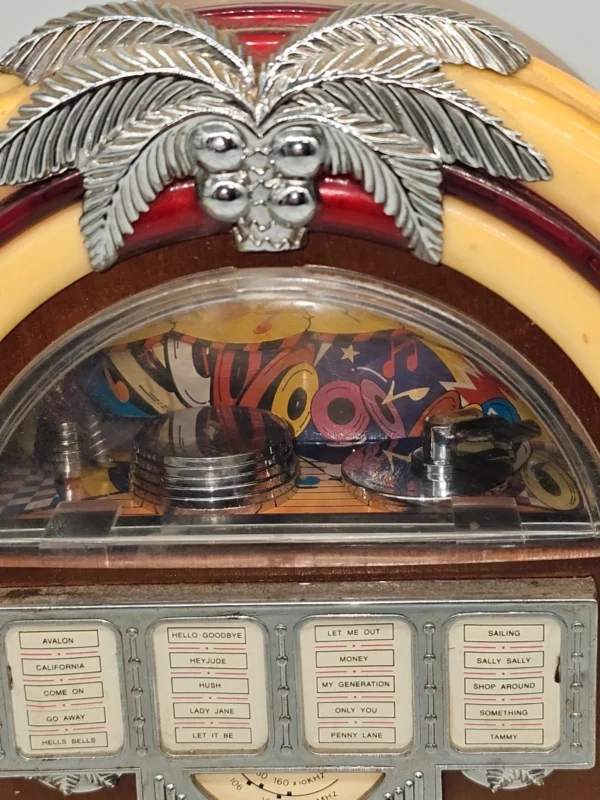 Retro radio Juke Box – dekoracyjne, styl amerykański lat 50., 30×20 cm
