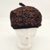 Damska czapka z naturalnego futra brązowa vintage średnica 24 cm