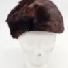 Futrzana czapka damska z futra ciemnobrązowa vintage syntetyk 100% z lasu