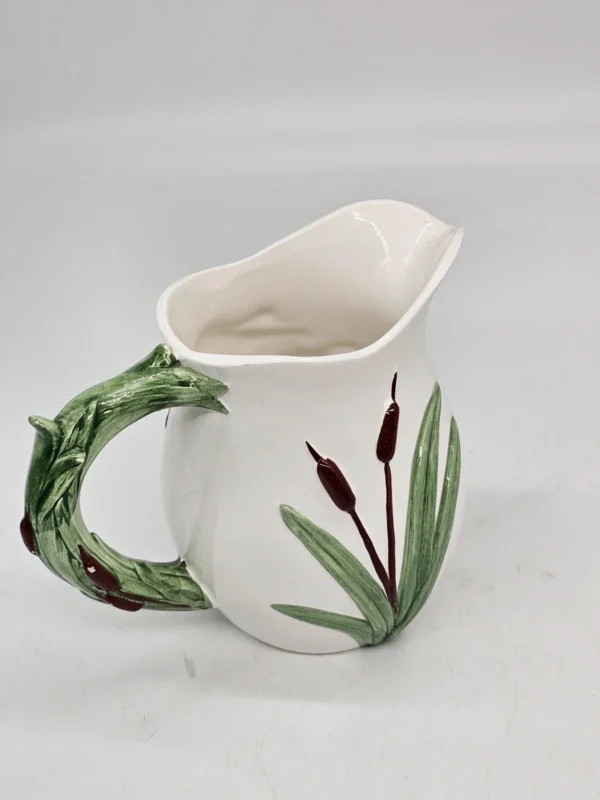 Ceramiczny dzbanek kubek z reliefem kaczki ręcznie zdobiony vintage