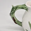 Ceramiczny dzbanek kubek z reliefem kaczki ręcznie zdobiony vintage