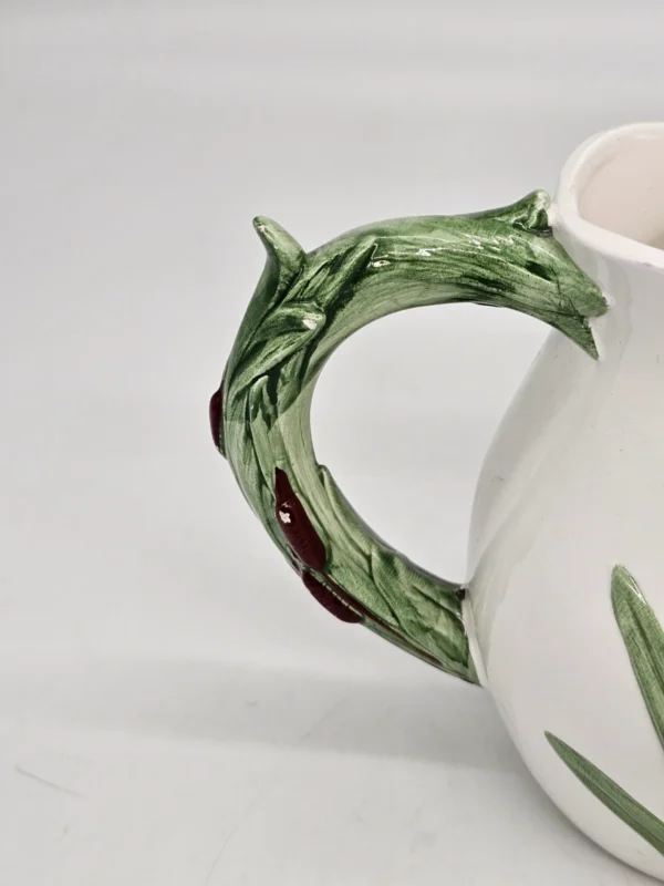 Ceramiczny dzbanek kubek z reliefem kaczki ręcznie zdobiony vintage