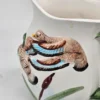 Ceramiczny dzbanek kubek z reliefem kaczki ręcznie zdobiony vintage