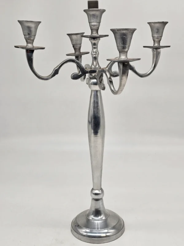 Metalowy świecznik pięcioramienny klasyczny kandelabr 43 cm